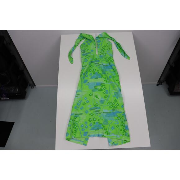 RHODE Paolo Linen Midi Dress Size 8 Retail $495 Tiki Hawaiian Inspired Wrap Neck - Picture 16 of 16